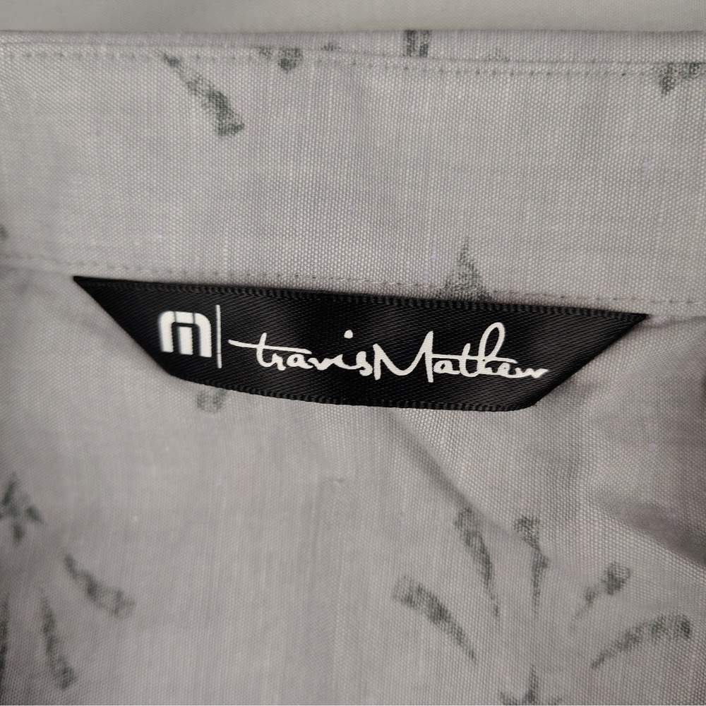 Travis Matthew Button Down Shirt Mens XL Short Sleeve Gray Collared Patterned - Picture 9 of 16